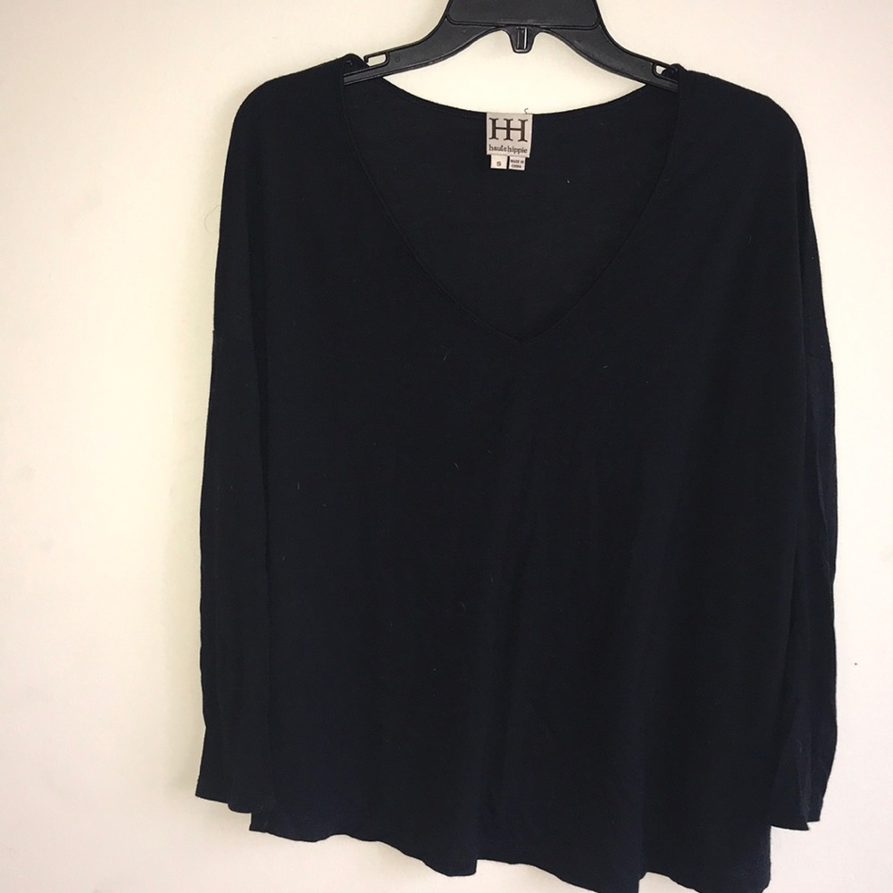 Long sleeve Haute Hippie drapey, v-neck shirt sz S